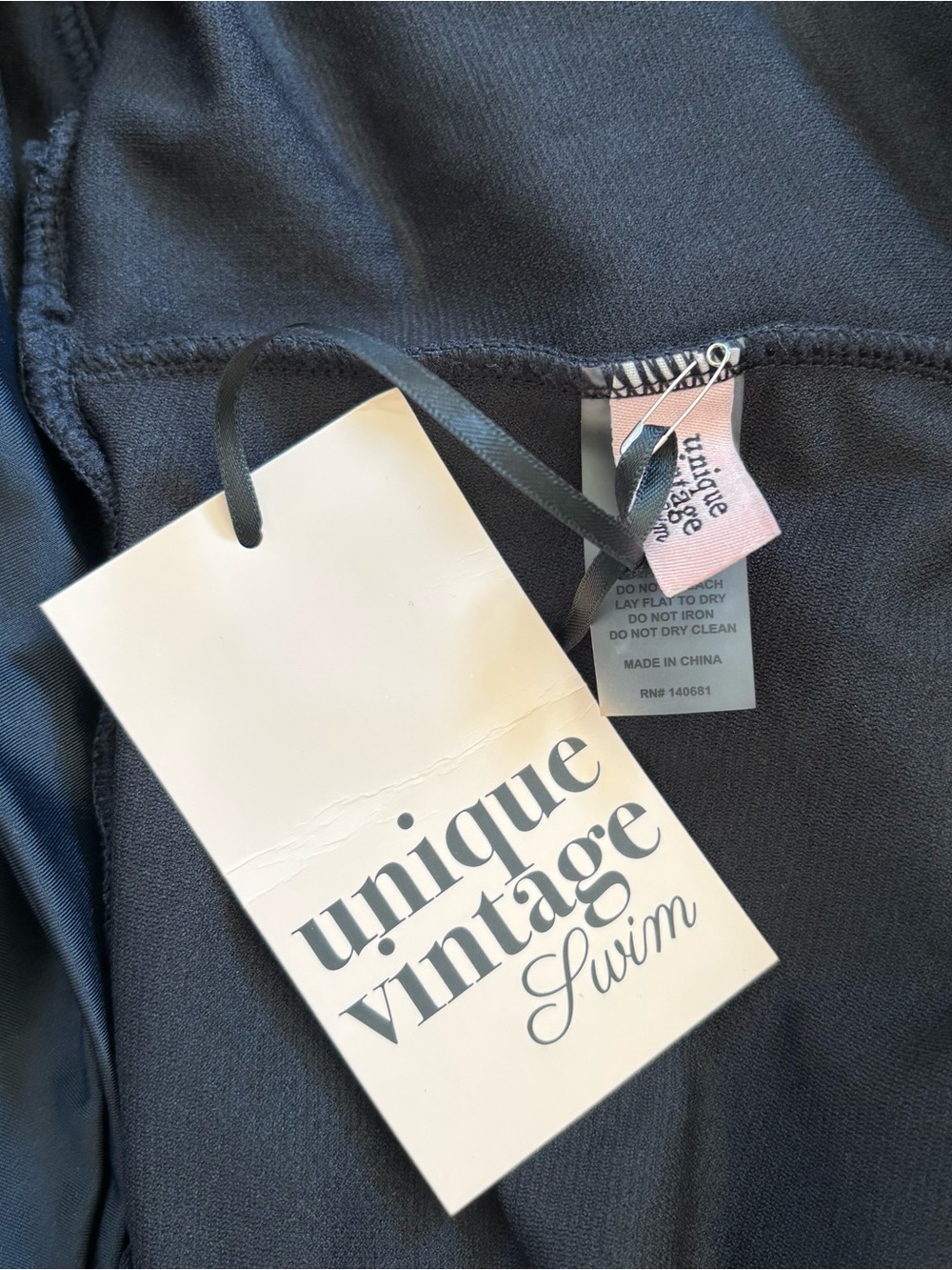 Unique Vintage Black Plunge One Piece Swimsuit NWT - Picture 10 of 10